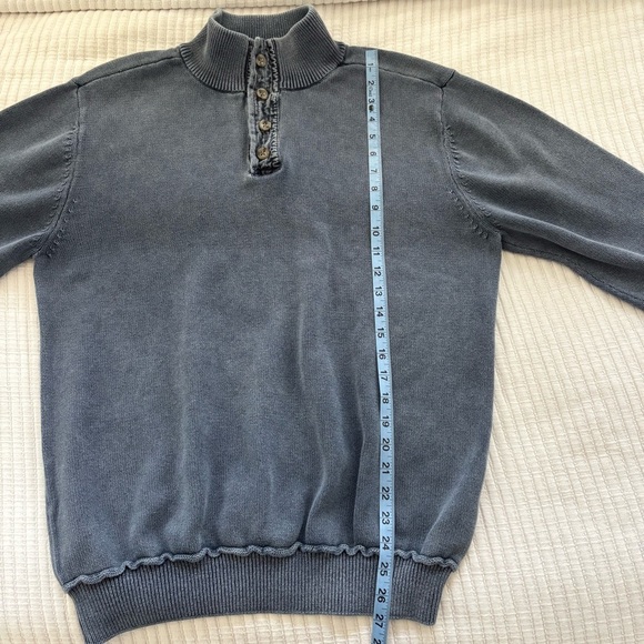 Cabela's 100% Cotton Men's Henley Sweater Vintage Navy Blue Size Large - Picture 10 of 10